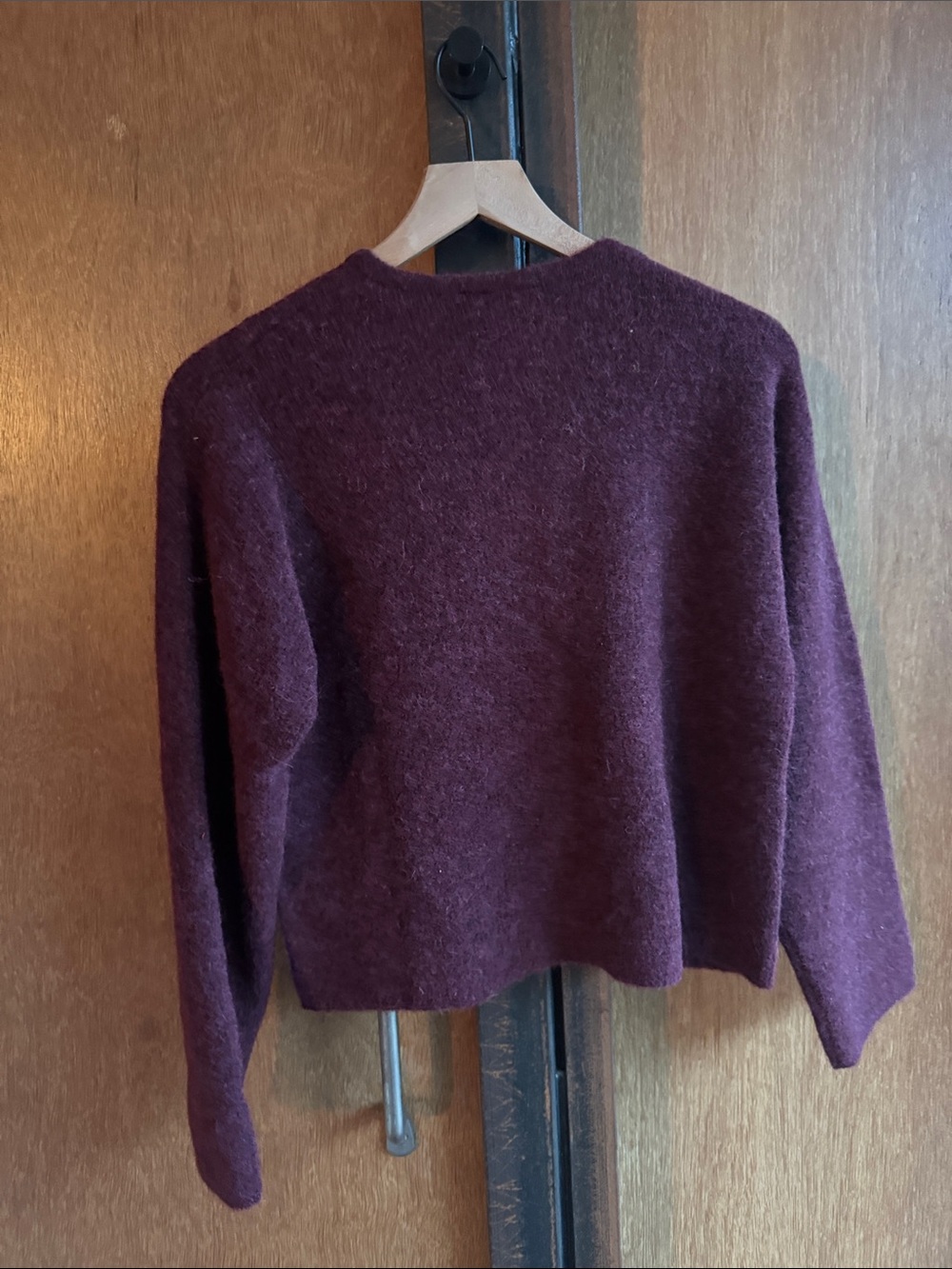 & Other Stories alpaca blend burgundy Crewneck Button-Front Cardigan - Picture 3 of 5